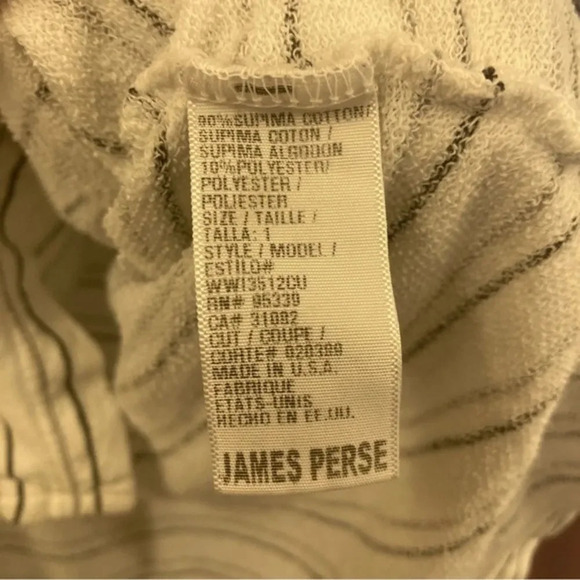James Perse Hoodie Pullover Sweater Pocket Striped Gray and White Size Small - Picture 5 of 7